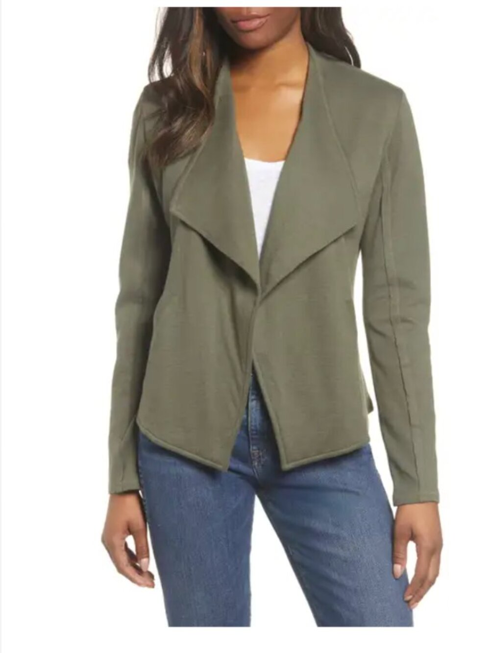 Caslon Green Drape Collar Knit Blazer Small